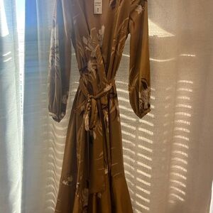 Express Floral Long Sleeve Dress in Brown